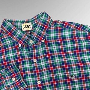 Vineyard Vines Slim Fit Tucker Shirt Plaid Checker Men Size XL Blue/Green/Red